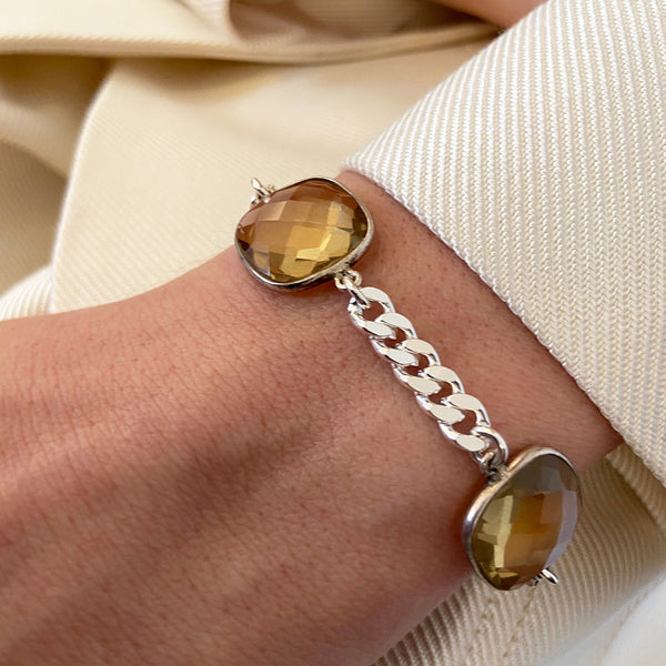 CASA Armband Rauchquarz Silber