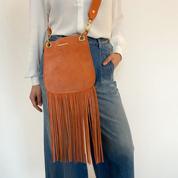 MALON SMALL FRINGES KORALLE SUEDE